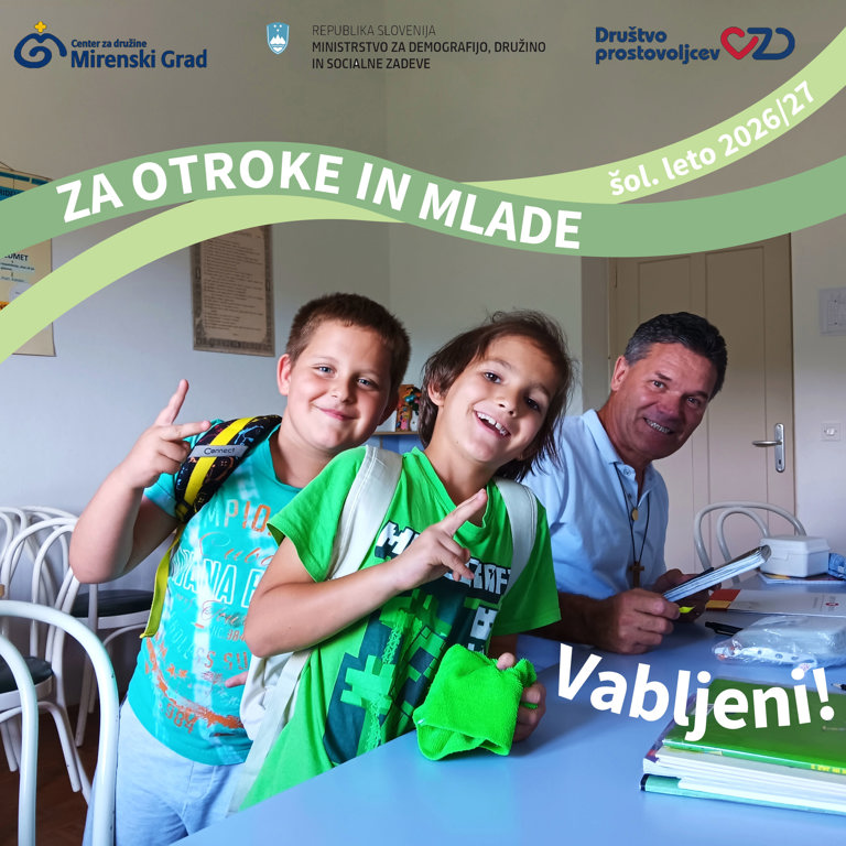 Za otroke in mlade med šolskim letom 2026/27